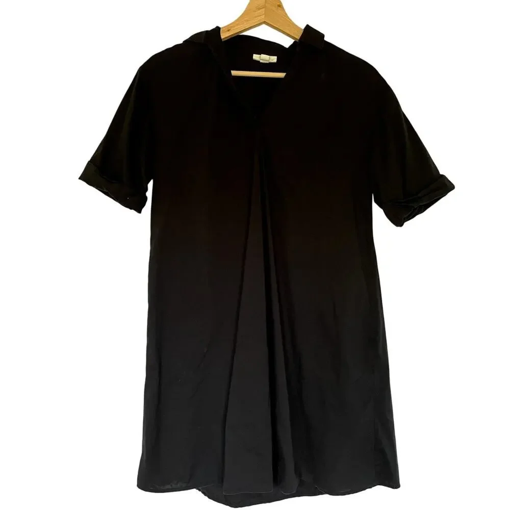 J. Jill black shirt dress shift short sleeved mini women's size XS petite cotton